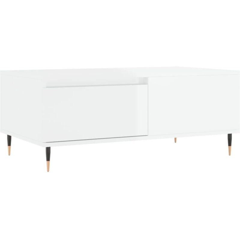 Tavolino Salotto Bianco Lucido 90x50x36,5 cm Legno Multistrato vidaXL - Bianco