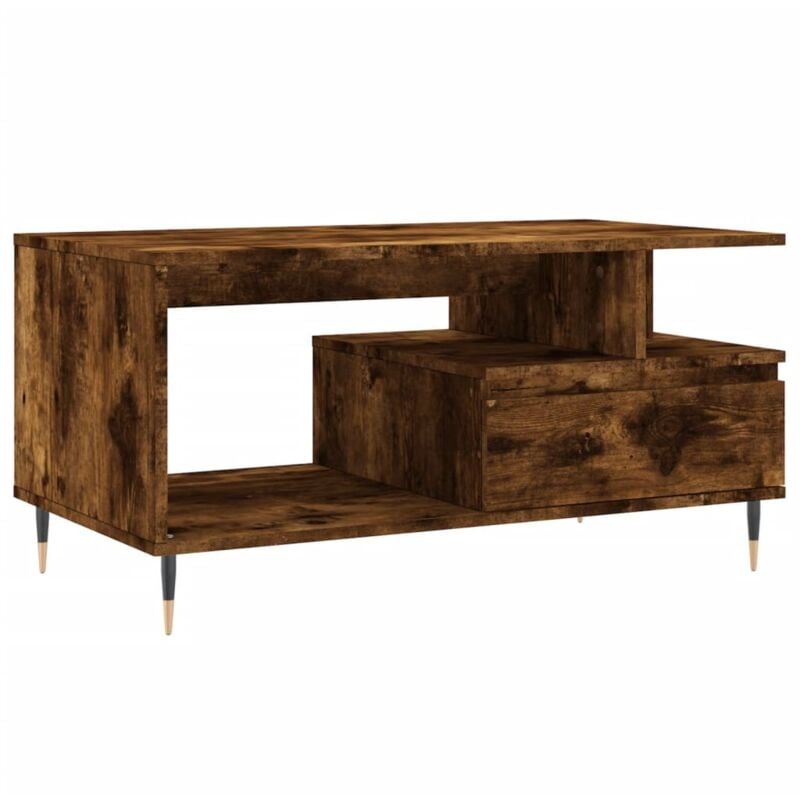 Tavolino da Salotto Rovere Fumo 90x49x45 cm Legno Multistrato vidaXL - Marrone