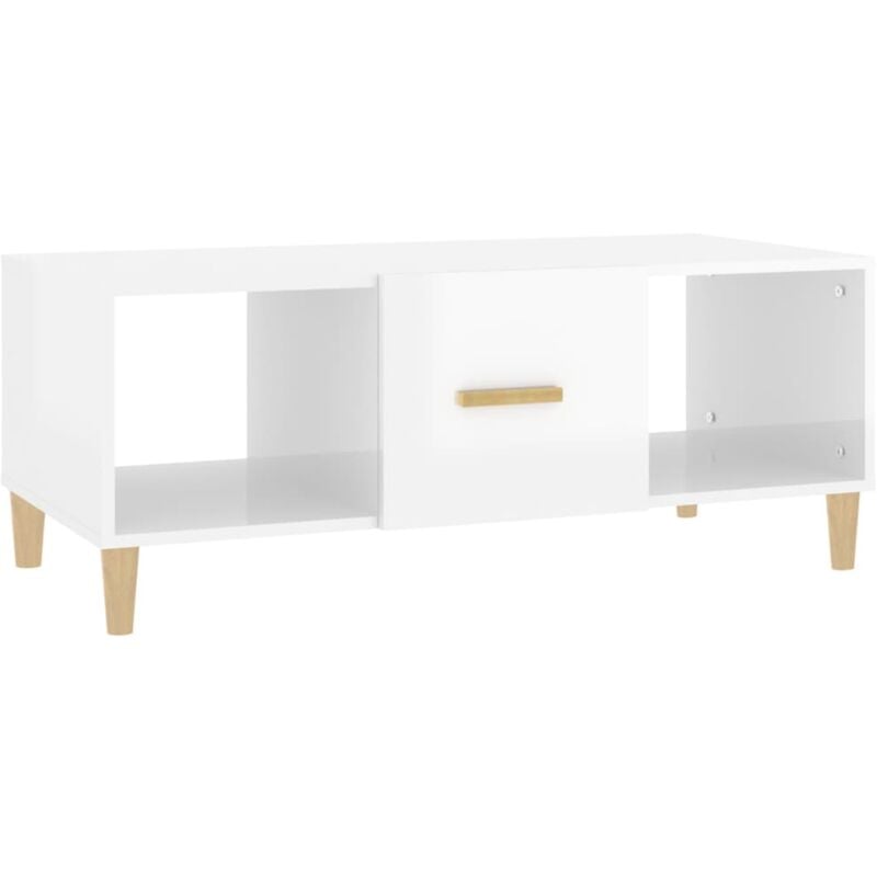 Tavolino da Salotto Bianco Lucido 102x50x40cm Legno Multistrato vidaXL - Bianco