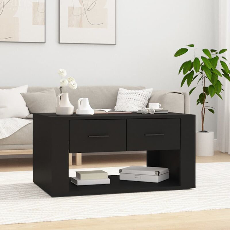 Maison du'Monde - Tavolino da Salotto Nero 80x50x40 cm in Legno - Zwart