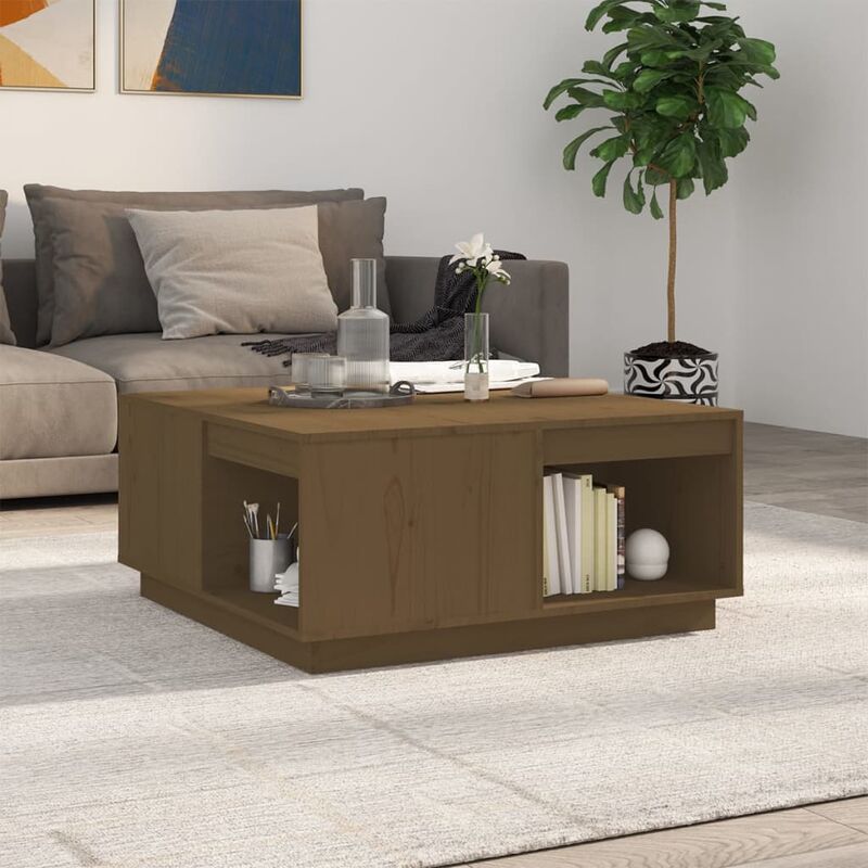 Maison du'Monde - Tavolino da Salotto Miele 80x81x36,5 cm Legno - Bruin