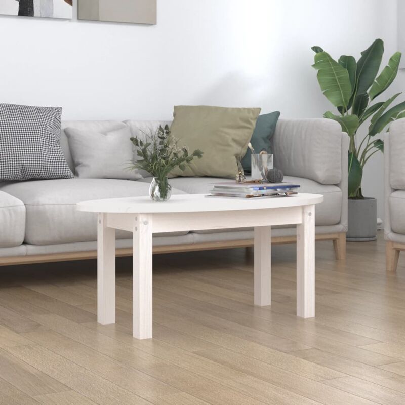 Maison du'Monde - Tavolino da Salotto Bianco 80x40x35 cm Legno - Wit