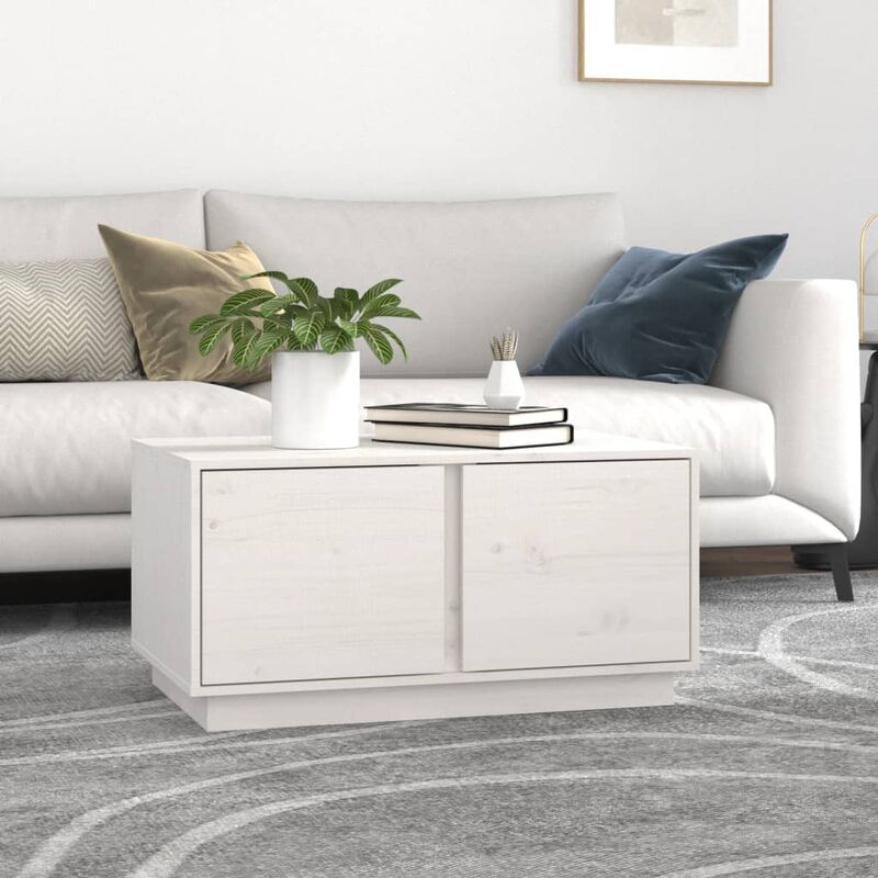 Maison du'Monde - Tavolino da Salotto Bianco 80x50x40 cm Legno - Wit