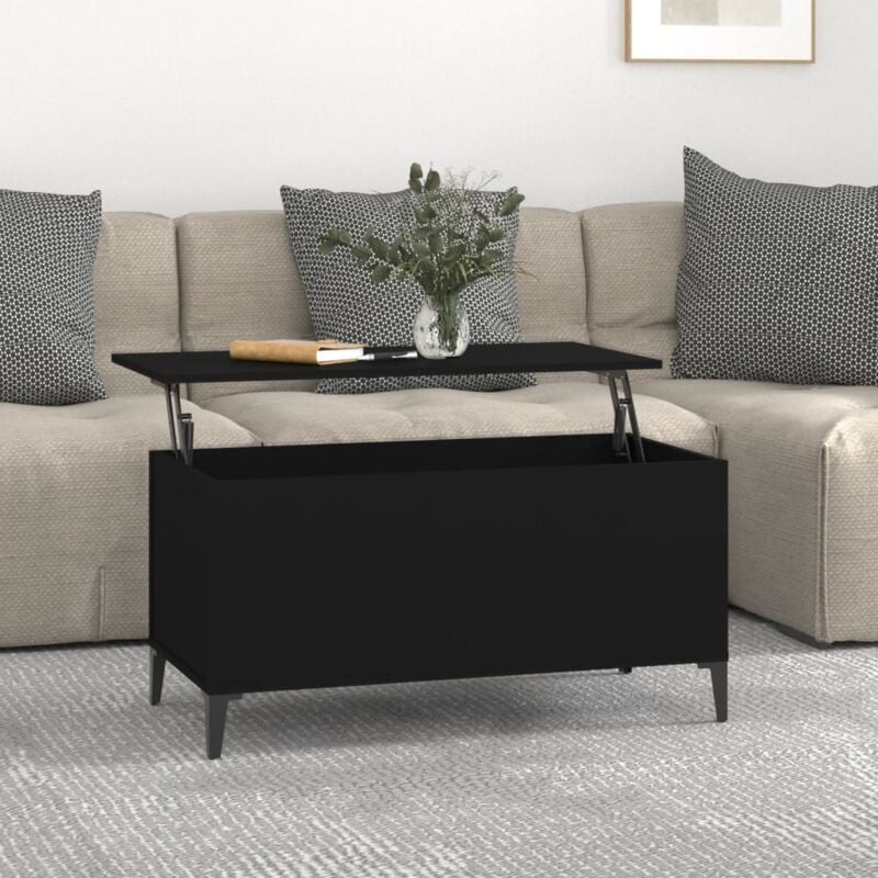 Maison du'Monde - Tavolino da Salotto Nero 90x44,5x45 cm in Legno - Zwart