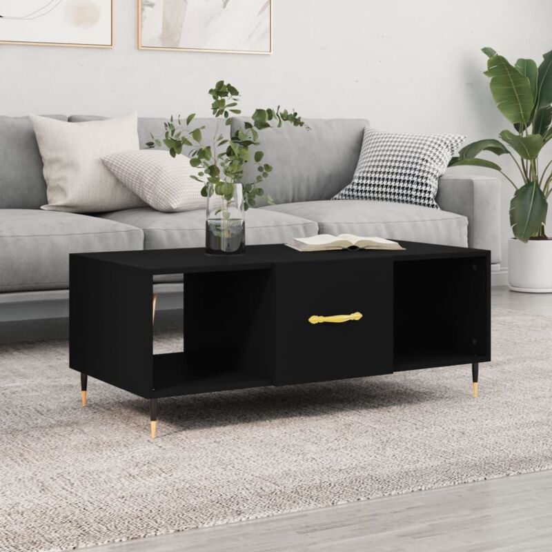 Maison du'Monde - Tavolino da Salotto Nero 102x50x40 cm in Legno - Zwart