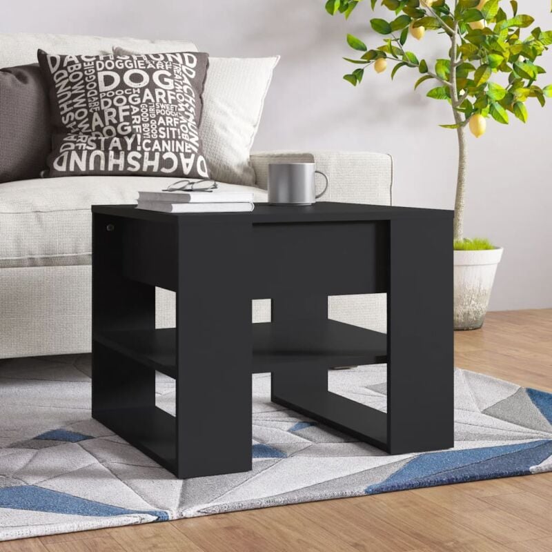 Maison du'Monde - Tavolino da Salotto Nero 55,5x55x45 cm in Legno - Zwart