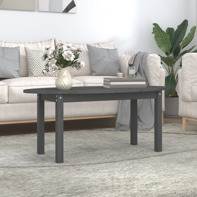 Maison du'Monde - Tavolino da Salotto Grigio 110x55x45 cm Legno - Grijs