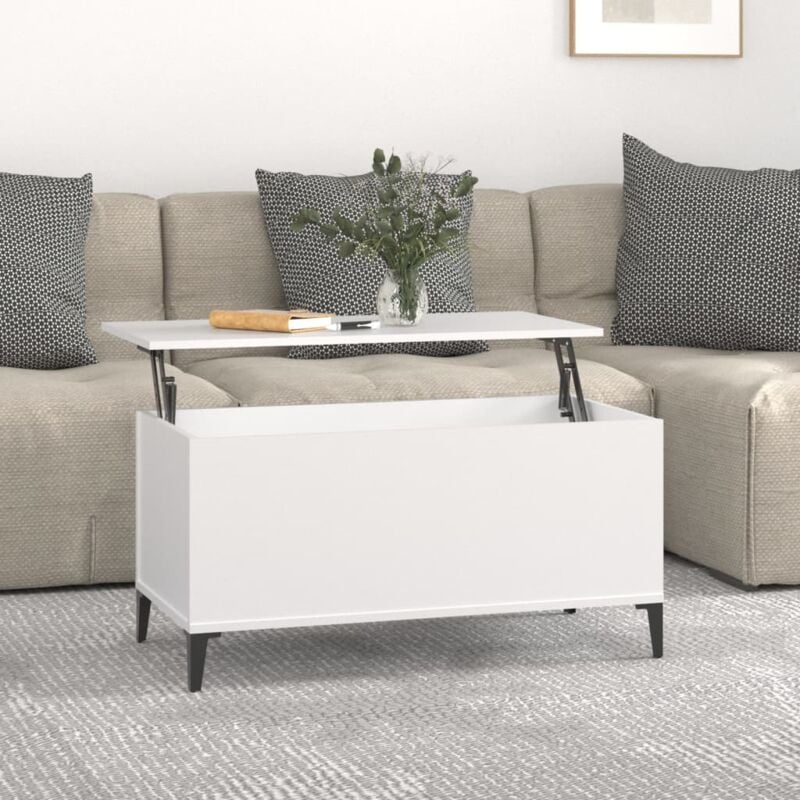 Maison du'Monde - Tavolino da Salotto Bianco 90x44,5x45 cm in - Wit