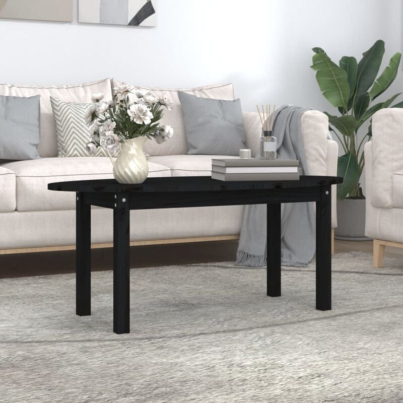 Maison du'Monde - Tavolino da Salotto Nero 110x55x45 cm Legno - Zwart