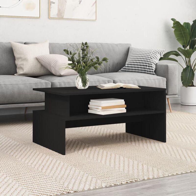 Maison du'Monde - Tavolino da Salotto Nero 90x55x42,5 cm in Legno - Zwart