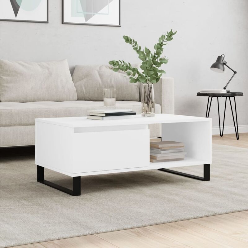 Furniture Limited - Tavolino da Salotto Bianco 90x50x36,5 cm in - Wit