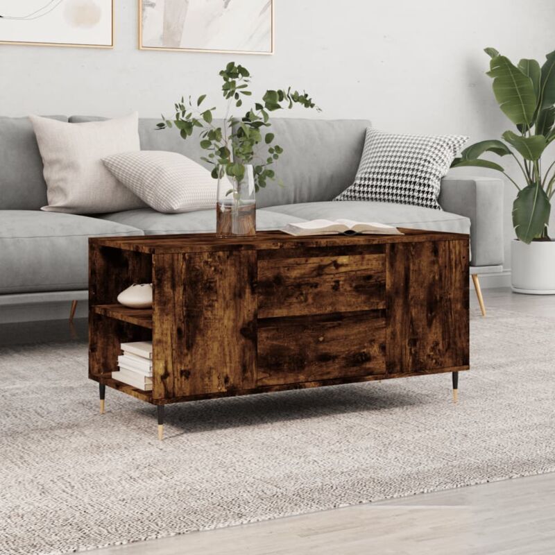 Tavolino da Salotto, Tavolino da Caffè Rovere Fumo 102x44,5x50cm Legno Multistrato vidaXL 7174