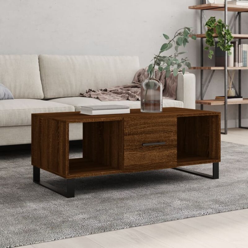 Tavolino Salotto, Tavolino da caffè Rovere Marrone 102x50x40 cm Legno Multistrato vidaXL