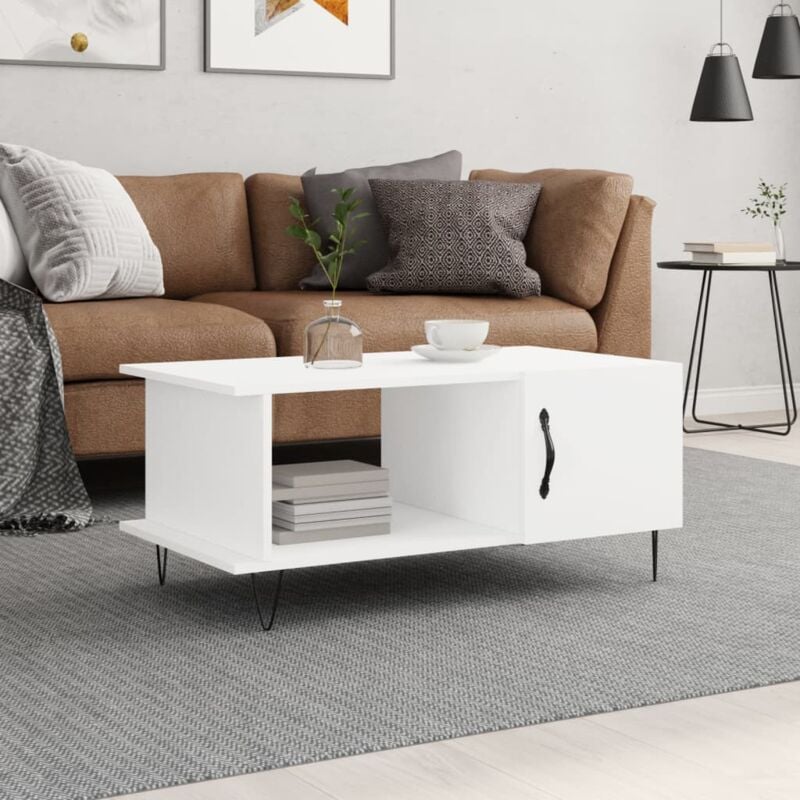 vidaXL Tavolino da Salotto Bianco 90x50x40 cm in Legno Multistrato