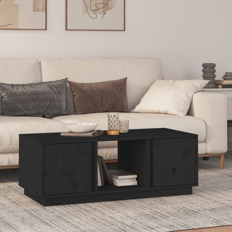 VidaXL Tavolino da Salotto Nero 110x50x40 cm Legno Massello di Pino