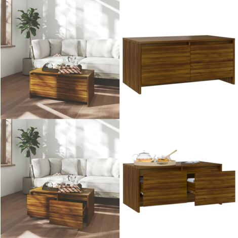 Tavolino da Salotto Rovere Marrone 90x50x41,5 cm in Truciolato - Tavolino da caffè - Tavolino in truciolato