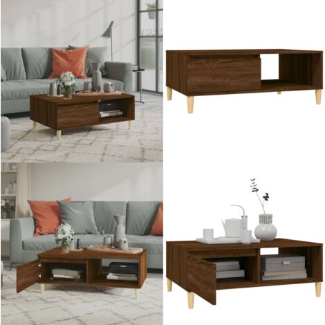 Tavolino da Salotto Rovere Marrone 90x60x35 cm in Truciolato - Tavolino da caffè - Tavolino in truciolato