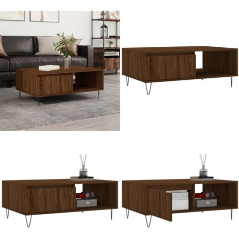 Tavolino da Salotto Rovere Marrone 90x60x35cm Legno Multistrato - Tavolino in legno - Tavolino in legno multistrato