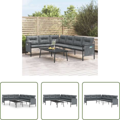 Tavolino da salotto -  Set Salotto da Giardino 2 pz in Acciaio Antracite