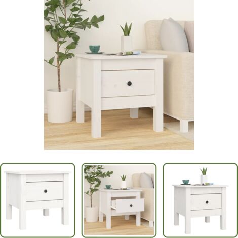 Tavolino da salotto -  Tavolino Bianco 40x40x39 cm Legno Massello di Pino