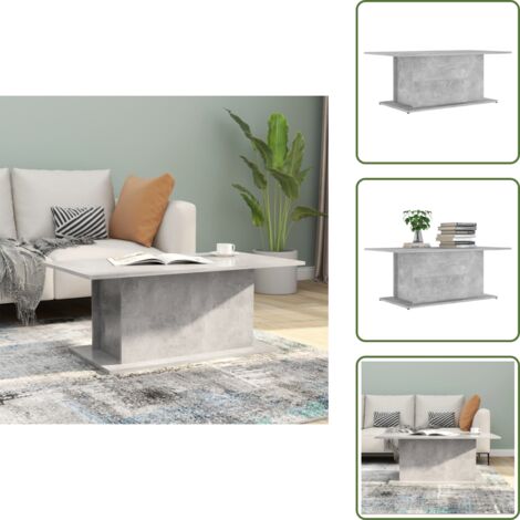 Tavolino da Salotto  Tavolino da Caffè  Tavolino Basso da Divano Salotto Grigio Cemento 102x55,5x40 cm in Truciolato CGT37762 MaisonChic