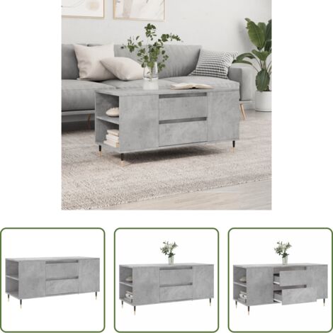 Tavolino da salotto -  Tavolino Salotto Grigio Cemento 102x44,5x50cm Legno Multistrato