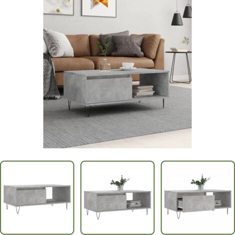Tavolino da salotto -  Tavolino Salotto Grigio Cemento 90x50x36,5 cm Legno Multistrato