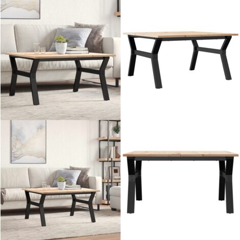 Tavolino da Salotto Telaio a Y 90x90x45 cm Legno Pino e Acciaio - Tavolino in legno - Tavolino in pino