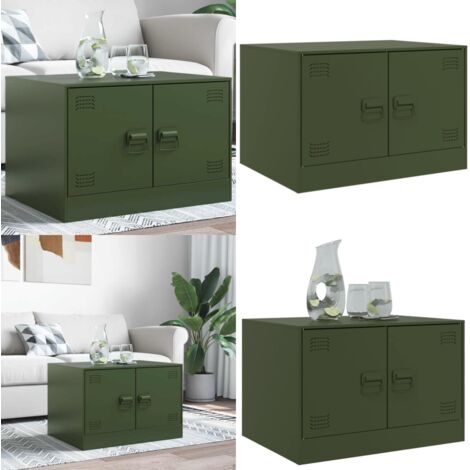 Tavolino da Salotto Verde Oliva 67x50x44 cm in Acciaio - Tavolino in acciaio - Tavolino verde oliva