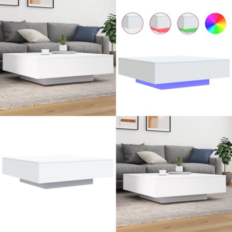 Tavolino da Soggiorno con Luci LED Bianco 100x100x31 cm - Luci LED RGB - Tavolino moderno