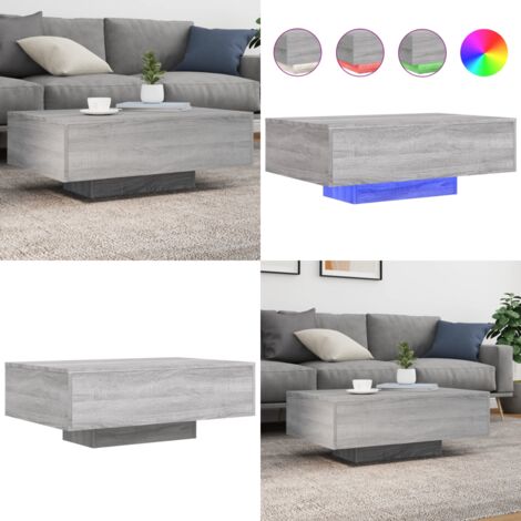 Tavolino da Soggiorno con Luci LED Grigio Sonoma 85x55x31 cm - Luci RGB - Tavolino moderno
