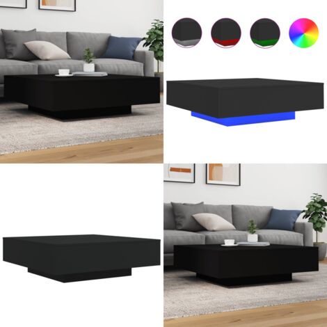 Tavolino da Soggiorno con Luci LED Nero 100x100x31 cm - Luci RGB - Tavolino moderno