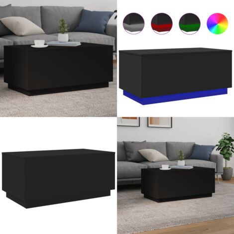 Tavolino da Soggiorno con Luci LED Nero 90x50x40 cm - Luci RGB - Tavolino moderno