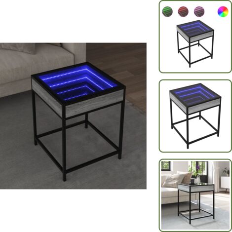 Tavolino da soggiorno con specchio - vidaXL Tavolino da Salotto con LED Infinity Grigio Sonoma 40x40x51 cm - Tavolino da salotto grigio Sonoma
