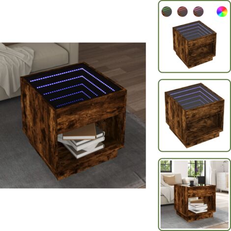 Tavolino da soggiorno con specchio - vidaXL Tavolino da Salotto con LED Infinity Rovere Fumo 50x50x50 cm - Tavolino da salotto in legno