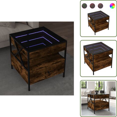 Tavolino da soggiorno con specchio - vidaXL Tavolino da Salotto con LED Infinity Rovere Fumo 50x50x51 cm - Tavolino da salotto in legno