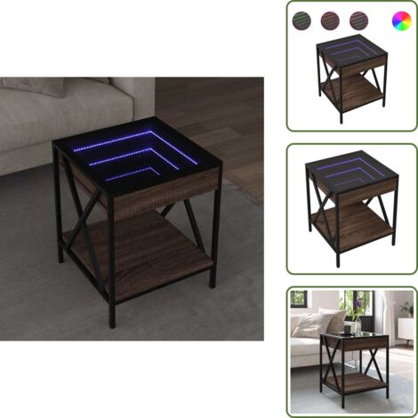Tavolino da soggiorno con specchio - vidaXL Tavolino da Salotto con LED Infinity Rovere Marrone 40x40x49 cm - Tavolino da salotto in legno