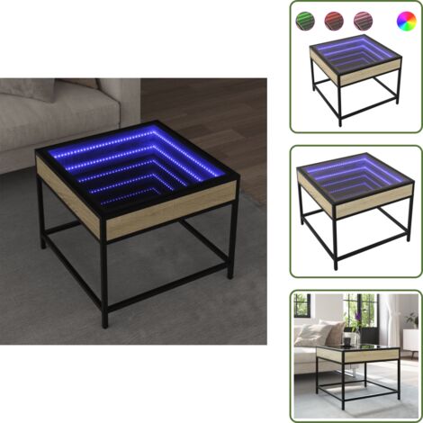 Tavolino da soggiorno con specchio - vidaXL Tavolino da Salotto con LED Infinity Rovere Sonoma 50x50x41 cm - Tavolino da salotto Rovere Sonoma
