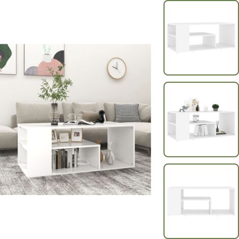 Tavolino da soggiorno moderno - vidaXL Tavolino da Salotto Bianco 100x50x40 cm in Legno Multistrato - Tavolino con ripiani