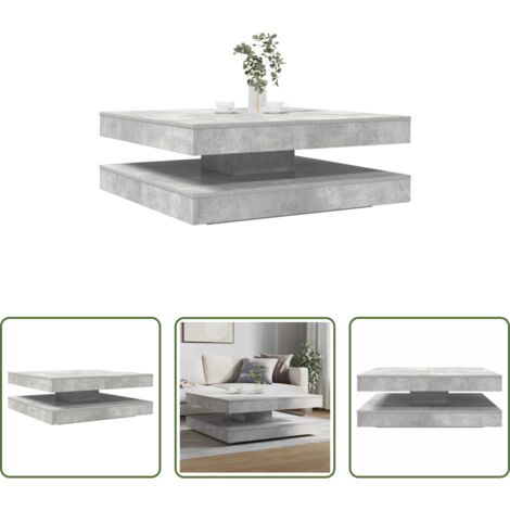 Tavolino da soggiorno - Tavolino da Caffè Girevole a 360 Gradi Grigio 90x90x34,5 cm