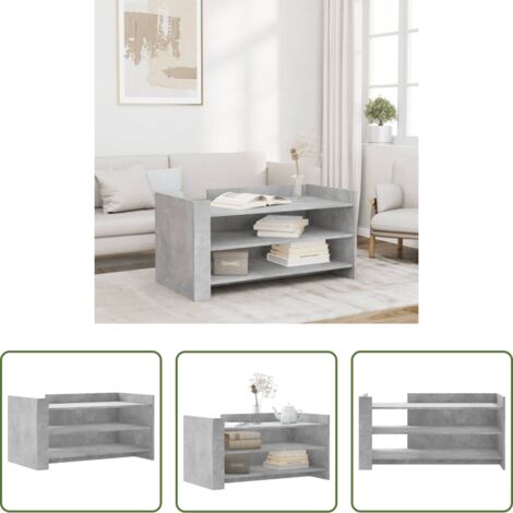 Tavolino da soggiorno -  Tavolino Salotto Grigio Cemento 100x50x50 cm Legno Multistrato