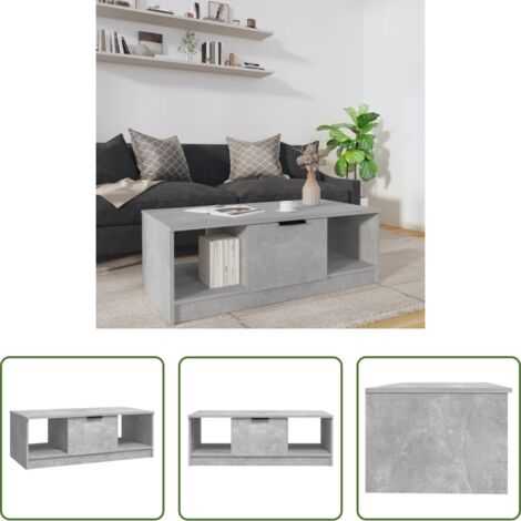 Tavolino da soggiorno -  Tavolino Salotto Grigio Cemento 102x50x36 cm Legno Multistrato
