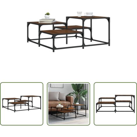 Tavolino da soggiorno -  Tavolino Salotto Rovere Marrone 87,5x87,5x40 Legno Multistrato