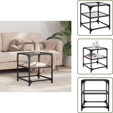 Tavolino da soggiorno - vidaXL Tavolini con Piano in Vetro Trasparente 2 pz 40x40x45cm Acciaio - Tavolino con superficie in vetro