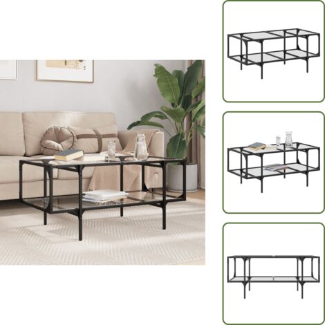 Tavolino da soggiorno - vidaXL Tavolini con Piano Vetro Trasparente 2 pz 98,5x50x45 cm Acciaio - Tavolino con piano in vetro