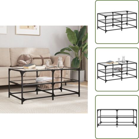 Tavolino da soggiorno - vidaXL Tavolini con Piano Vetro Trasparente 2 pz 98,5x50x45 cm Acciaio - Tavolino con superficie trasparente