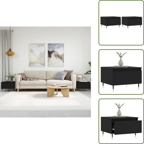 Tavolino da soggiorno - vidaXL Tavolini da Salotto 2pz Neri 50x46x35 cm in Legno Multistrato - Tavolino con cassetto