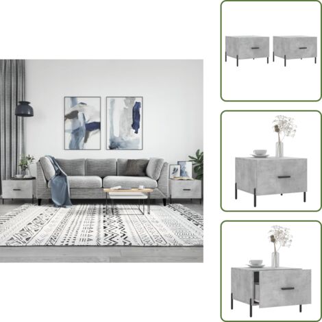 Tavolino da soggiorno - vidaXL Tavolini Salotto 2pz Grigio Cemento 50x50x40 Legno Multistrato - Tavolino in legno multistrato