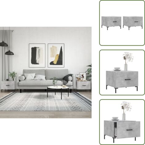 Tavolino da soggiorno - vidaXL Tavolini Salotto 2pz Grigio Cemento 50x50x40 Legno Multistrato - Tavolino in legno multistrato