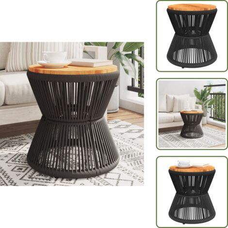 Tavolino da soggiorno - vidaXL Tavolino Base in Filo Metallico Nero Ø 45x44 cm Massello Acacia - Tavolino moderno